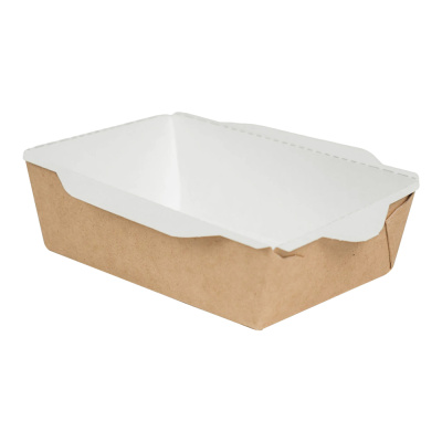 Контейнер-бумажный-400-мл-145х96х45-прямоуг-крафтбелый-без-крышки-OSQ Контейнер-бумажный-400-мл-145х96х45-прямоуг-крафтбелый-без-крышки-OSQ